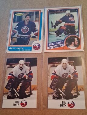 Vintage Billy Smith NHL Hockey Card Lot - White/Blue/Orange